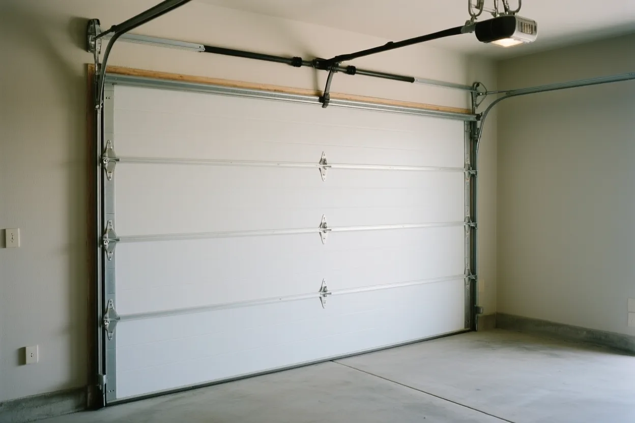 Old steel garage door rollers next to new nylon rollers on a tailgate